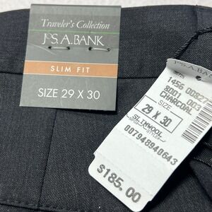 Jos A Bank Traveler Wool Pants Mens 29x30 Charcoal Slim Fit Machine Washable NEW
